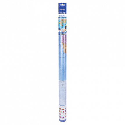 Карта мира политическая 101х71 см, 1:32М, на рейках, с ламинацией, интерактивная, европодвес, BRAUBERG, 112383