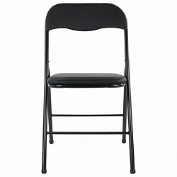 Стулья складные BRABIX "Golf CF-007", КОМПЛЕКТ 4 шт., черный каркас, кожзам черный, 533032