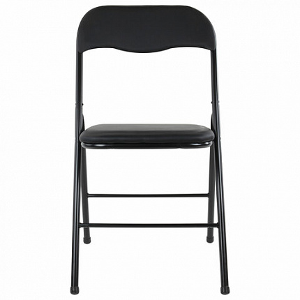 Стулья складные BRABIX "Golf CF-007", КОМПЛЕКТ 2 шт., черный каркас, кожзам черный, 533029