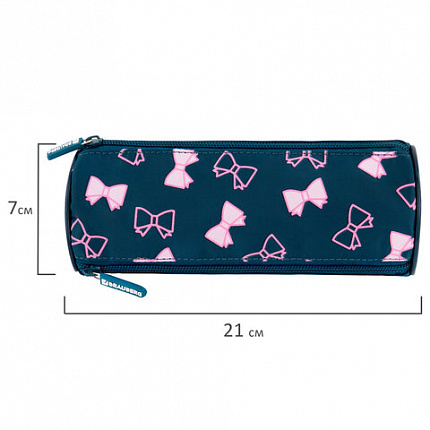 Пенал мягкий BRAUBERG, 3 отделения, нейлон, 21х7х7 см, "Elegant bow", 273581