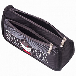 Пенал мягкий ЮНЛАНДИЯ, 2 отделения, полиэстер, "Shark", черный, 21х6х9 см, 270271