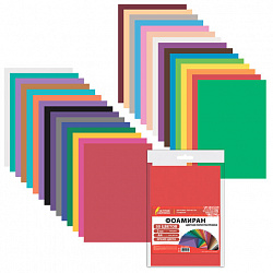 Пористая резина/фоамиран А4, 2 мм, НАБОР, 30 листов, 30 цветов, яркие цвета, ОСТРОВ СОКРОВИЩ, 665664