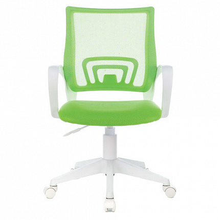 Кресло BRABIX "Fly MG-396W", с подлокотниками, пластик белый, сетка, салатовое, 532403, MG-396W_532403