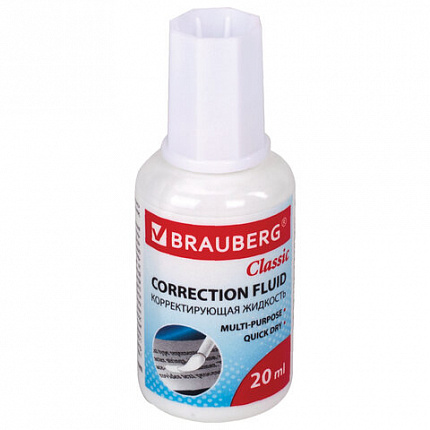 Корректирующая жидкость 20 мл ВЫГОДНАЯ УПАКОВКА, КОМПЛЕКТ 2 штуки в пакете, BRAUBERG, 271919