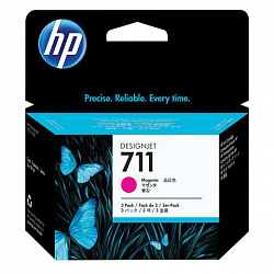 Картридж струйный для плоттера HP (CZ135A) Designjet T120/520, №711, пурпурный, КОМПЛЕКТ 3 шт. х 29 мл, оригинальный