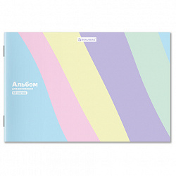 Альбом для рисования А4 40 л., скоба, обложка картон, BRAUBERG, 203х288 мм, кросс-серия PASTEL, 107362