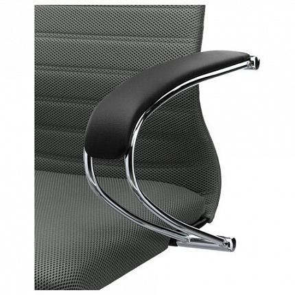 Кресло офисное МЕТТА "SU-B-10" хром, ткань-сетка, сиденье и спинка мягкие, темно-серое