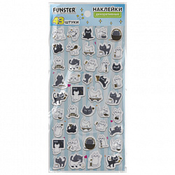 Наклейки декоративные "Забавные зверята", 17,5х9 см, ассорти 4 вида, FUNSTER (ФАНСТЕР), 666097