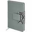 Ежедневник недатированный А5 138х213 мм, BRAUBERG "Safari", под кожу, магнит, 160 л., Snake, серый, 116594