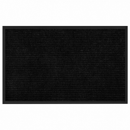 Коврик придверный 50х80 см, ЧЕРНЫЙ, влаго-грязезащитный, 430 г/м2, ребристый, ЛЮБАША СТАНДАРТ, 701032