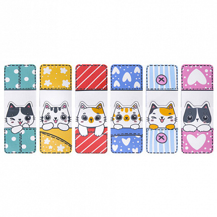 Закладки для книг МАГНИТНЫЕ, "ЯРКИЙ МИКС", набор 30 штук, 35x25 мм, FUNSTER, 116657