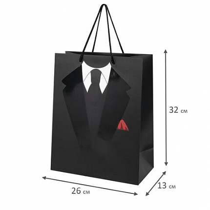 Пакет подарочный (1 штука) 26х13х32 см (L), "Man Style", ассорти, фольга, выборочный лак, ЗОЛОТАЯ СКАЗКА, 700813