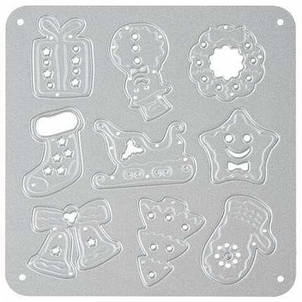 Ножи "Новый год" для Машинки для вырубки и тиснения ОС-5, 10 штук, 100х100 мм, ОСТРОВ СОКРОВИЩ, 663827, 861-011