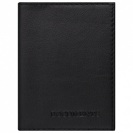 Обложка для автодокументов натуральная кожа галант, "DOCUMENTS", черная, BRAUBERG, 237208
