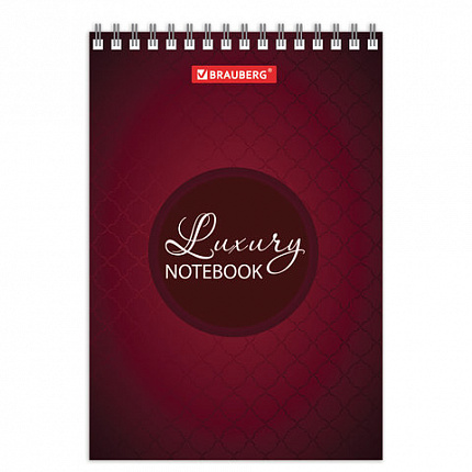 Блокнот МАЛЫЙ ФОРМАТ (97х145 мм) А6, 60 л., гребень, картон, клетка, BRAUBERG, "Люксовый блокнот", 129829