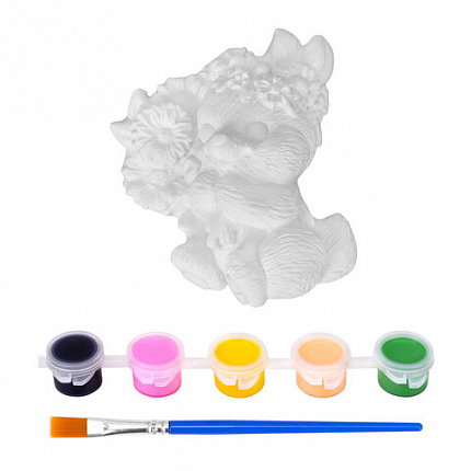 Фигурка-раскраска из гипса "С открыткой", с красками и кистью, ассорти, BRAUBERG KIDS, 666011