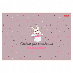 Альбом для рисования А4, 20 л., скоба, Soft-touch ламинация, HATBER, 205х290 мм, "Милашка Банни" (5 вид), 091474, 20А4лВ