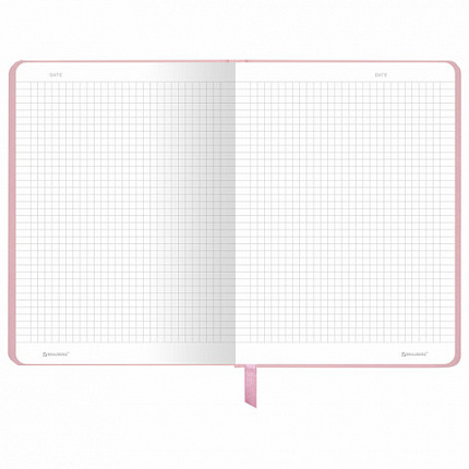 Блокнот с резинкой в клетку 96 л., А5 145х203 мм, твердая обложка, BRAUBERG, "Minimal", розовый, 116319