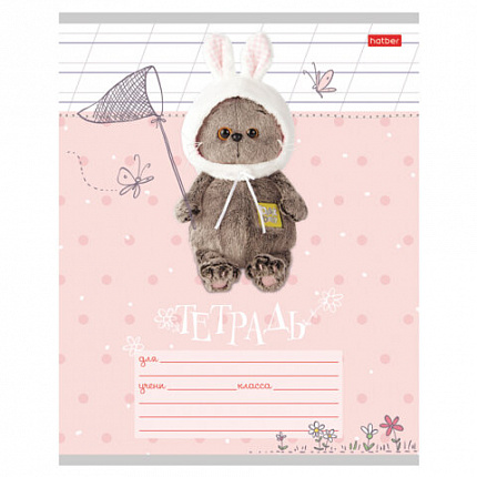 Тетрадь 12 л., HATBER косая линия, обложка картон, "Кот Басик" (микс в спайке), 051747, 12Т5В6