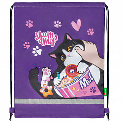 Мешок для обуви BRAUBERG KIDS, светоотражающая полоса, 46х36 см, "Sweet cheeks", 272390