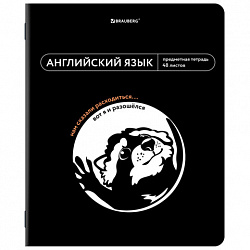 Тетрадь предметная МЕМЫ 48 л., TWIN-лак, АНГЛИЙСКИЙ ЯЗЫК, клетка, подсказки, BRAUBERG, 405098