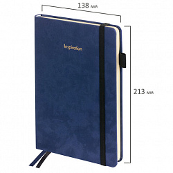 Ежедневник недатированный А5 138x213 мм, BRAUBERG "Velvet", резинка, держатель, 160 л., синий, 116243