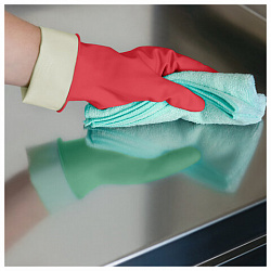 Перчатки VILEDA многоцелевые латексные, МНОГОРАЗОВЫЕ х/б напыление, ПРОЧНЫЕ, XL (очень большой), красный, 174348