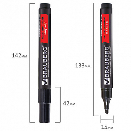 Маркеры перманентные BRAUBERG "Contract", НАБОР 4 ЦВЕТА, скошенный наконечник, 1-5 мм, 150473