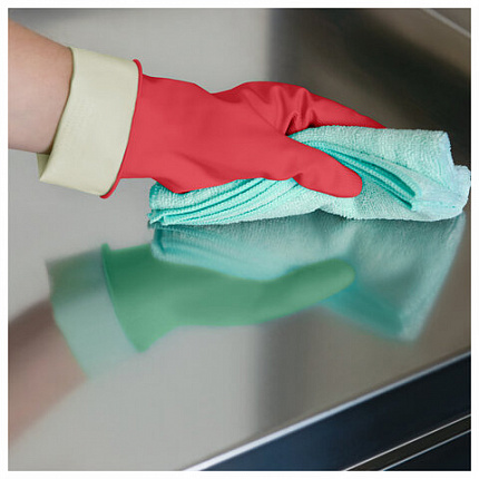 Перчатки VILEDA многоцелевые латексные МНОГОРАЗОВЫЕ х/б напыление ПРОЧНЫЕ L (большой) красный 174345