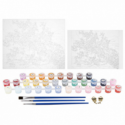 Картина по номерам 40х50 см, ОСТРОВ СОКРОВИЩ "Букет сакуры", на подрамнике, акрил, кисти, 663277