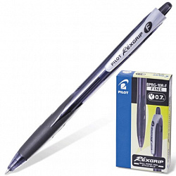 Ручка шариковая масляная автоматическая PILOT "Rex Grip", узел 0,7 мм, линия 0,22 мм, упор, черная, BPRG-10R-F B