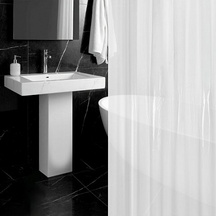 Шторка для ванной EVA, 180х200 см, кольца в комплекте, БЕЛЫЕ ЛИНИИ, PRIMILA (ПРИМИЛА), 700105