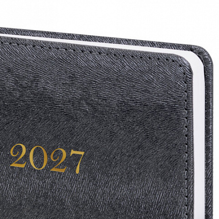Ежедневник датированный 2027 А5 138х213мм BRAUBERG Elegant, под кожу, застежка, черный, 118016