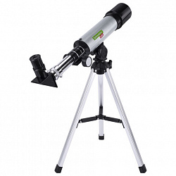 Телескоп рефрактор астрономический настольный, увеличение 90х, объектив 50 мм, фокус 360 мм, видоискатель, 50360, BRAUBERG KIDS, 391396