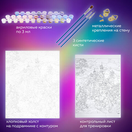 Картина по номерам 40х50 см, ОСТРОВ СОКРОВИЩ "Замок Нойшванштайн Бавария", на подрамнике, акрил, кисти, 663281