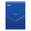 Блокнот А5 146х205 мм, 80 л., гребень, картон, жесткая подложка, клетка, ОФИСМАГ, синий, 129867