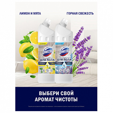 Средство для мытья пола и других поверхностей 1 л, ДОМЕСТОС "Лимон и мята", гель-концентрат