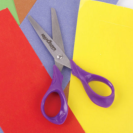 Ножницы ЮНЛАНДИЯ "КОТИК МЯУ", 130 мм, картонная упаковка с подвесом, ассорти, 236978