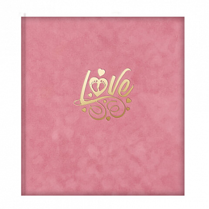 Фотоальбом-анкета детский 23х25 см, 32 листа, стикеры, открытка, конверт, розовый бархат, BRAUBERG, 391419