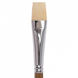 Кисть художественная профессиональная BRAUBERG ART CLASSIC, щетина, плоская, № 20, длинная ручка, 200722