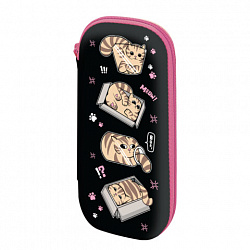 Пенал ЮНЛАНДИЯ, 1 отделение, 1 откидная планка, карман, EVA покрытие soft-touch, 22х10х5см, "Box cats", 274569