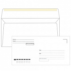 Конверты Е65 (110х220 мм), клей, "Куда-Кому", 80 г/м2, КОМПЛЕКТ 1000 шт., 00083