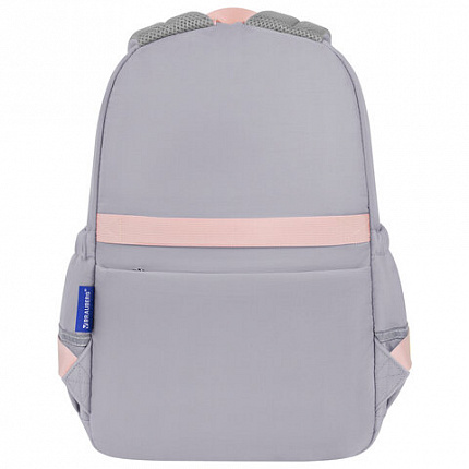 Рюкзак BRAUBERG PASTEL с термонашивками в комплекте, "Sweet paws", серый, 40х29х14 см, 272064