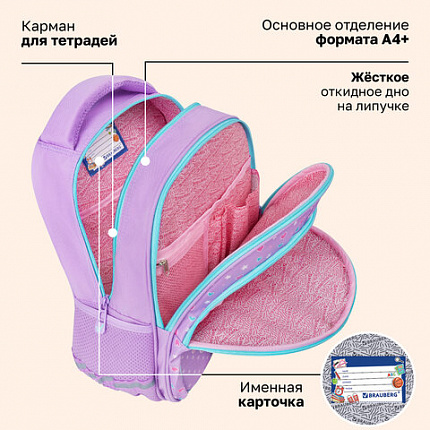 Рюкзак BRAUBERG OPTIMA, 2 отделения, с брелоком, "Забавные котята", 36х27х18 см, 273156