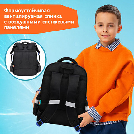 Рюкзак SNOOBAG (СНУБЭГ) FLOSSY, 2 отделения, 3 кармана, "Гонки", объемный дизайн, 40х28х18 см, 274442