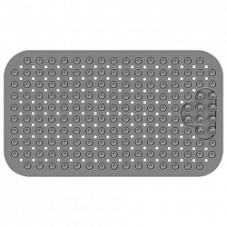 Коврик для ванны противоскользящий с теркой для ступней 70х40 см, серый, ПВХ, присоски, PRIMILA (ПРИМИЛА), 700374