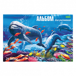 Альбом для рисования, А4, 24 листа, скоба, обложка офсет, HATBER ECO, 205х290 мм, Ассорти, 058404, 24А4C