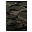 Тетрадь А4, 96 л., BRAUBERG, гребень, клетка, обложка картон, "Military", 404057