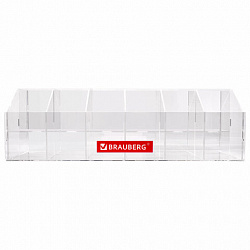 Подставка под письменные принадлежности BRAUBERG, 12 отделений, 15х47х16 см, оргстекло, 505924
