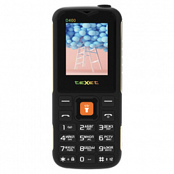 Телефон мобильный TEXET TM-D400, 2 SIM, 1,77", 32 Мб, microSD, FM, MP3, IP54, фонарик, черный, 127371